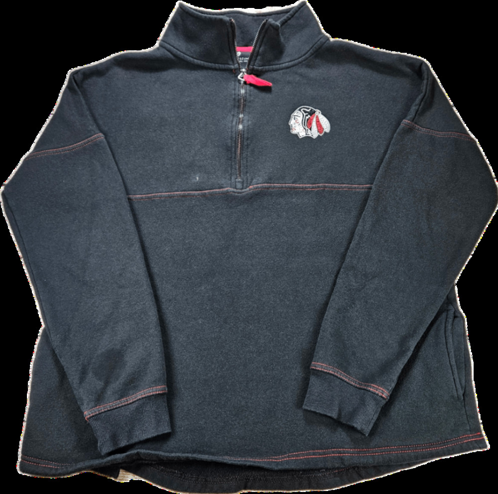 Colosseum Women's Black Red Portland Winterhawks L 1/4 Zip Beaded Sweatshirt